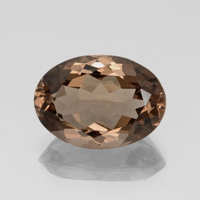 11.53캐럿 천연 브라운 스모키 쿼츠, 타원형 컷, 17.9×12.6 mm, VS