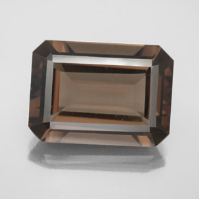 12.60캐럿 천연 브라운 스모키 쿼츠, 에메랄드 컷, 17.8×12.8 mm, VS