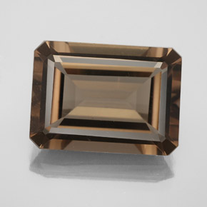 12.75캐럿 천연 브라운 스모키 쿼츠, 에메랄드 컷, 17.9×13.1 mm, VS