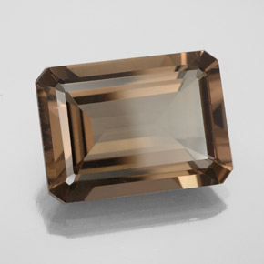 12.75캐럿 천연 브라운 스모키 쿼츠, 에메랄드 컷, 17.9×13.1 mm, VS