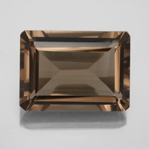 14.61캐럿 천연 브라운 스모키 쿼츠, 에메랄드 컷, 18.2×13.2 mm, VS