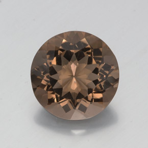 12.97캐럿 천연 브라운 스모키 쿼츠, 라운드 컷, 16.06 mm, VS