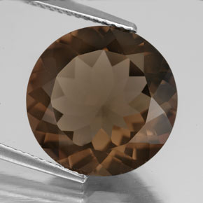 7.25캐럿 천연 브라운 스모키 쿼츠, 라운드 컷, 14.09 mm, VS