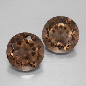 캐럿 천연 브라운 스모키 쿼츠 보석, 라운드 컷, 11.14 mm, VVS-VS