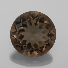 6.23캐럿 천연 브라운 스모키 쿼츠, 라운드 컷, 13.09 mm, VS