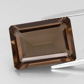 12.92캐럿 천연 브라운 스모키 쿼츠, 에메랄드 컷, 18×13.1 mm, VVS-VS