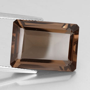 12.92캐럿 천연 브라운 스모키 쿼츠, 에메랄드 컷, 18×13.1 mm, VVS-VS