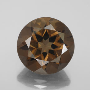 8.90캐럿 천연 브라운 스모키 쿼츠, 라운드 컷, 14.14 mm, VS