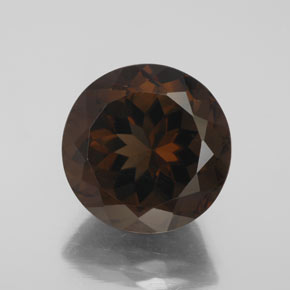 7.80캐럿 천연 브라운 스모키 쿼츠, 라운드 컷, 13.04 mm, VS