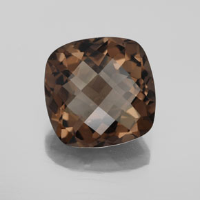 6.12캐럿 천연 브라운 스모키 쿼츠, 쿠션 컷, 12.2×12.2 mm, VS