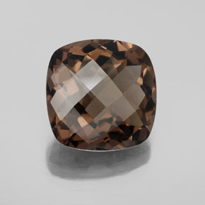 6.12캐럿 천연 브라운 스모키 쿼츠, 쿠션 컷, 12.2×12.2 mm, VS