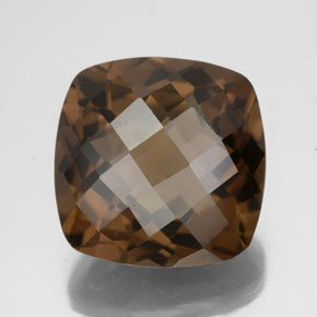 8.19캐럿 천연 브라운 스모키 쿼츠, 쿠션 컷, 12.9×12.9 mm, VS