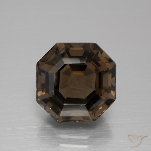 6.28ct 자연스러운 초콜릿 브라운 스모키 쿼츠, 에메랄드 컷, VVS-VS
