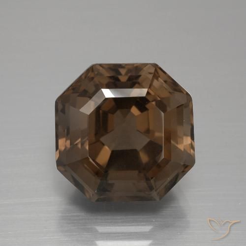 7.95ct 자연스러운 미디엄 브라운 스모키 쿼츠, 에메랄드 컷, VVS-VS