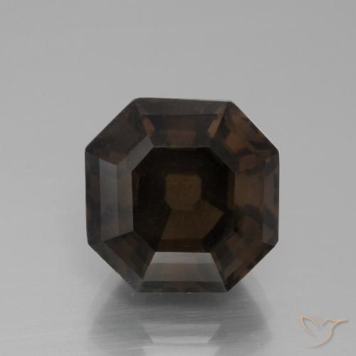 7.47ct 자연스러운 미디엄 브라운 스모키 쿼츠, 에메랄드 컷, VVS-VS