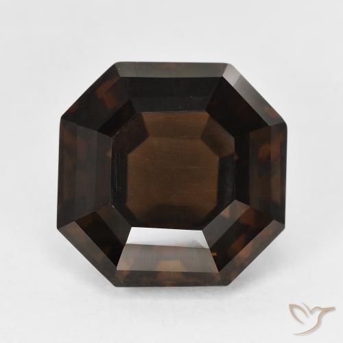 7.34ct 자연스러운 어두운 갈색 스모키 쿼츠, 에메랄드 컷, VVS