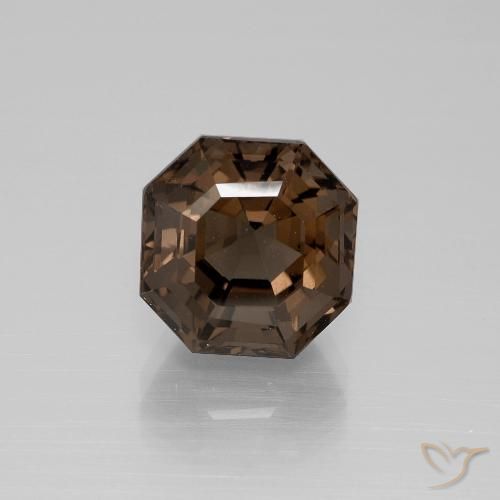 4.60ct 자연스러운 미디엄 브라운 스모키 쿼츠, 에메랄드 컷, VVS