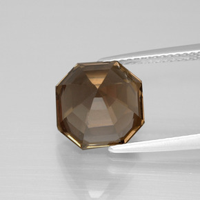 4.60캐럿 천연 초콜릿 브라운 스모키 쿼츠, 에메랄드 컷, VS