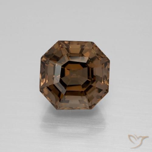 4.48ct 자연스러운 히코리 브라운 스모키 쿼츠, 에메랄드 컷, VVS-VS