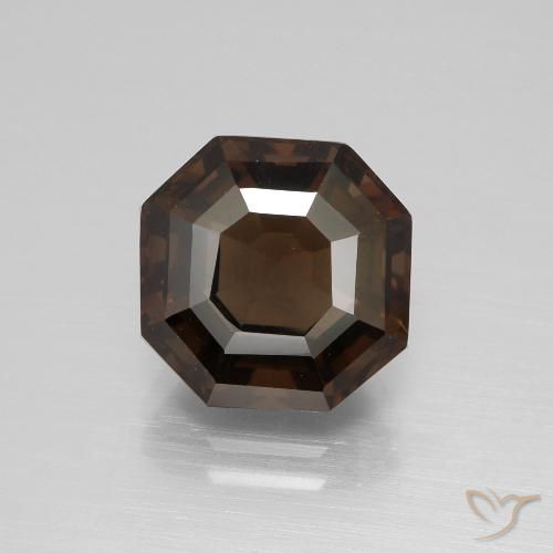 4.79ct 자연스러운 엄버 브라운 스모키 쿼츠, 에메랄드 컷, VVS-VS