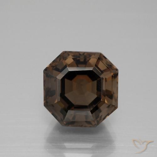 5.40ct 자연스러운 어두운 갈색 스모키 쿼츠, 에메랄드 컷, VVS-VS