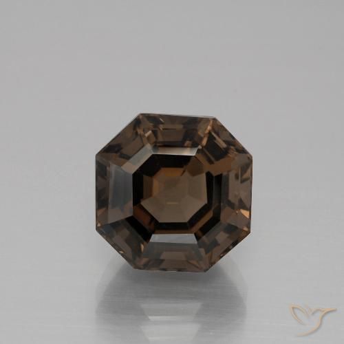 5.43ct 자연스러운 어두운 갈색 스모키 쿼츠, 에메랄드 컷, VVS