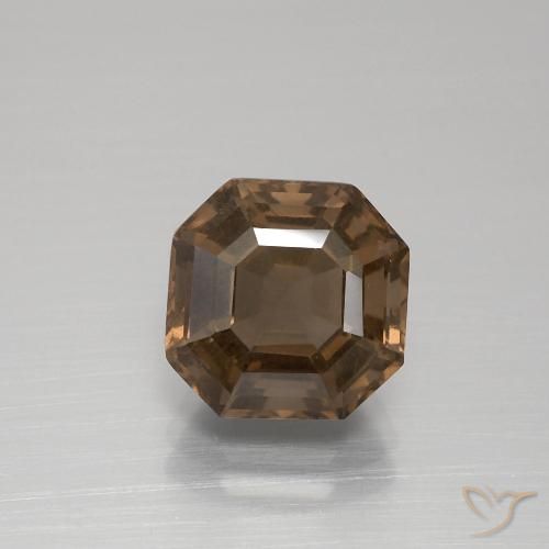 3.71ct 자연스러운 미디엄 브라운 스모키 쿼츠, 에메랄드 컷, VS