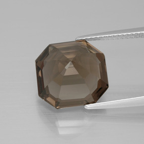 7.27캐럿 천연 브라운 스모키 쿼츠, 에메랄드 컷, 12.4×12 mm, VVS