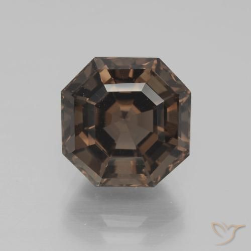 5.10ct 자연스러운 히코리 브라운 스모키 쿼츠, 에메랄드 컷, VVS-VS