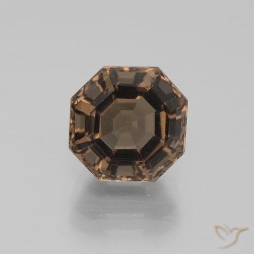 3.70캐럿 천연 미디엄 다크 브라운 스모키 쿼츠, 에메랄드 컷, 9.3×9.1 mm, VVS-VS