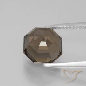 3.70캐럿 천연 미디엄 다크 브라운 스모키 쿼츠, 에메랄드 컷, 9.3×9.1 mm, VVS-VS