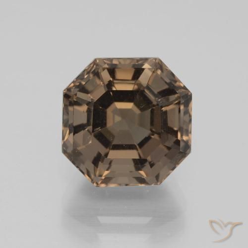 5.58ct 자연스러운 히코리 브라운 스모키 쿼츠, 에메랄드 컷, VVS-VS