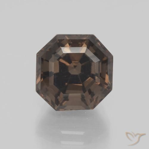 5.77ct 자연스러운 히코리 브라운 스모키 쿼츠, 에메랄드 컷, VVS-VS
