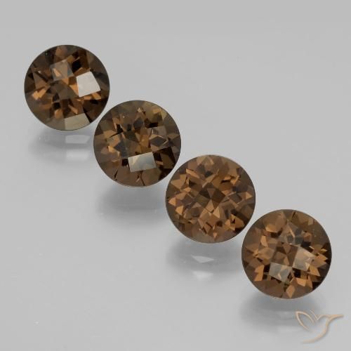7.51캐럿 천연 미디엄 브라운 스모키 쿼츠 보석, 라운드 컷, VVS-VS