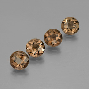 6.25캐럿 천연 진저브라운 스모키 쿼츠 보석, 라운드 컷, 7.88 mm, VVS-VS