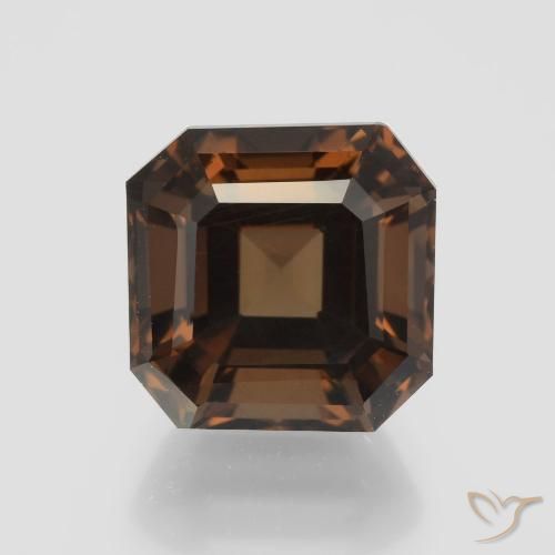 5.60ct 자연스러운 미디엄 브라운 스모키 쿼츠, 에메랄드 컷, VVS-VS