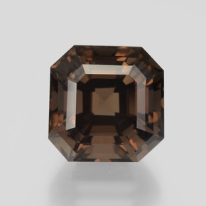7.21캐럿 천연 붉은빛 브라운 스모키 쿼츠, 에메랄드 컷, 11.2×11.1 mm, VVS-VS