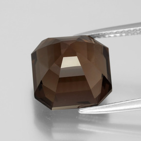 7.21캐럿 천연 붉은빛 브라운 스모키 쿼츠, 에메랄드 컷, 11.2×11.1 mm, VVS-VS
