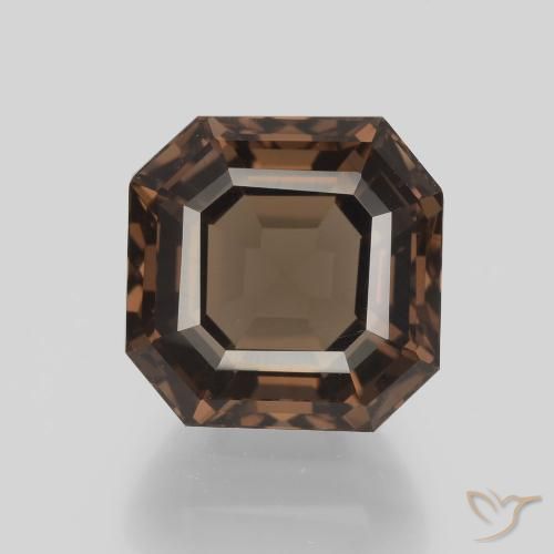 7.45ct 자연스러운 히코리 브라운 스모키 쿼츠, 에메랄드 컷, VVS