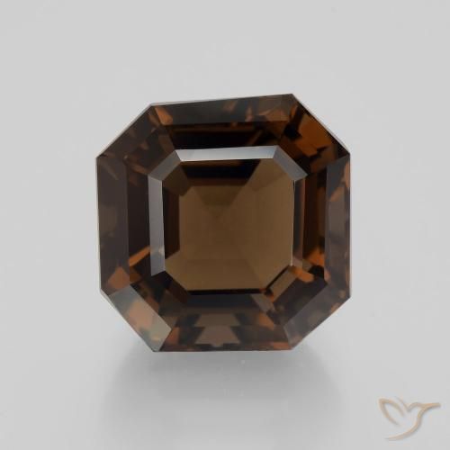 8.54ct 자연스러운 미디엄 브라운 스모키 쿼츠, 에메랄드 컷, VVS
