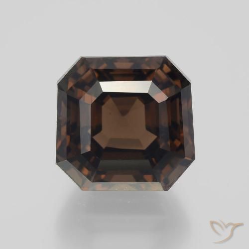 8.85ct 자연스러운 히코리 브라운 스모키 쿼츠, 에메랄드 컷, VVS
