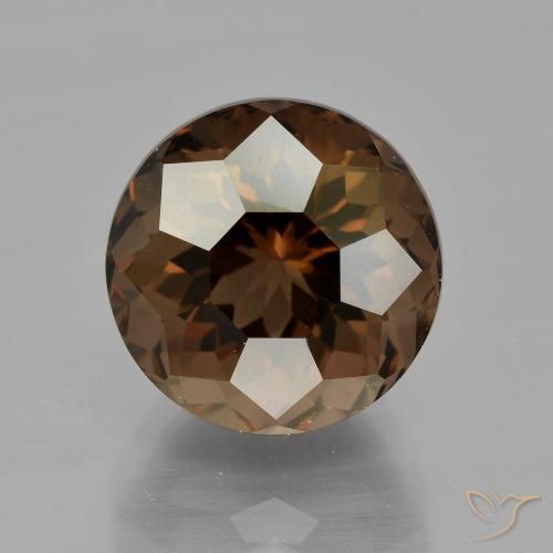 6.02ct 자연스러운 미디엄 브라운 스모키 쿼츠, 둥근, VVS