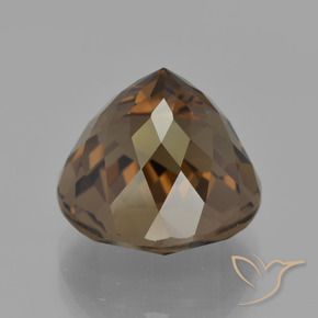8.78캐럿 천연 미디엄 라이트 브라운 스모키 쿼츠, 라운드 컷, 12.45 mm, VVS