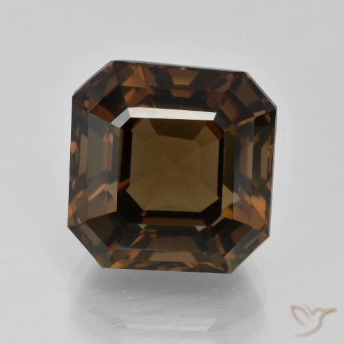 9.84ct 자연스러운 미디엄 브라운 스모키 쿼츠, 에메랄드 컷, VVS
