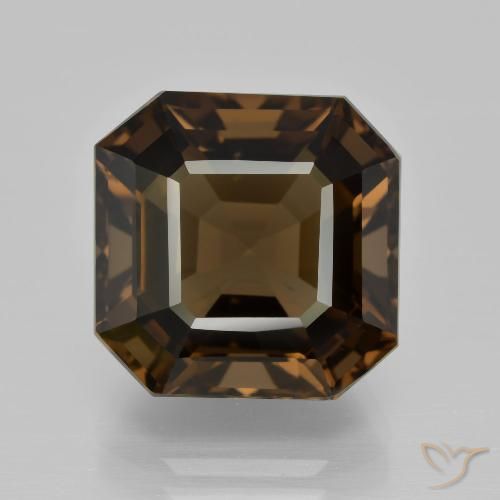 12.10ct 자연스러운 히코리 브라운 스모키 쿼츠, 에메랄드 컷, VVS
