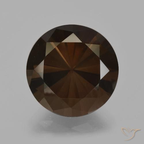 6.41ct 자연스러운 히코리 브라운 스모키 쿼츠, 둥근, VVS-VS