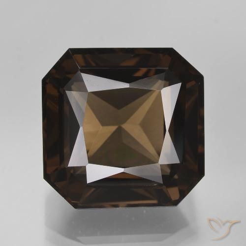 11.65ct 자연스러운 엄버 브라운 스모키 쿼츠, 에메랄드 컷, VVS