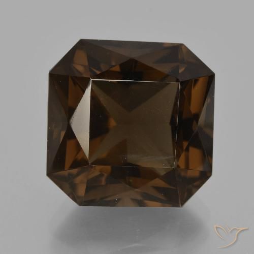 11.95ct 자연스러운 적갈색 스모키 쿼츠, 에메랄드 컷, VVS