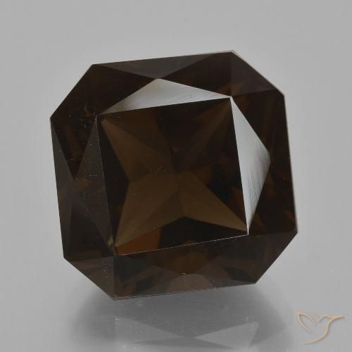 12.51ct 자연스러운 딥 초콜릿 브라운 스모키 쿼츠, 에메랄드 컷, VVS