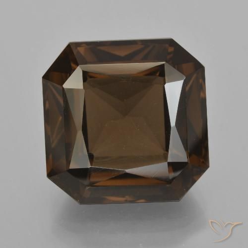 12.70ct 자연스러운 적갈색 스모키 쿼츠, 에메랄드 컷, VVS